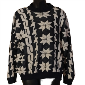 No brand retro look black/ cream sweater.. Unsure of size,  see measurements.